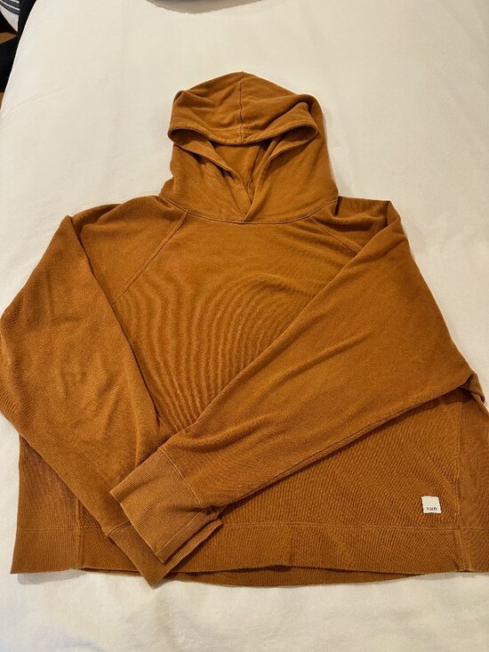 Vuori Tops - Vuori Cropped Sunnyside Hoodie in Turmeric Orange SMALL